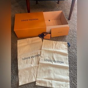 Louis Vuitton box and two dust bags. PERFECT CONDITION